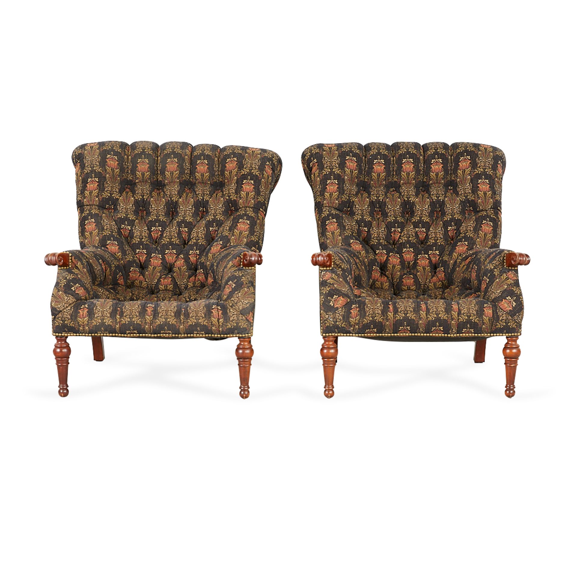 Pair of Stickley Tufted Chairs w/Ottomans - Image 3 of 22