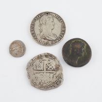 Group of 4 Ancient Roman & Spanish Colonial Coins