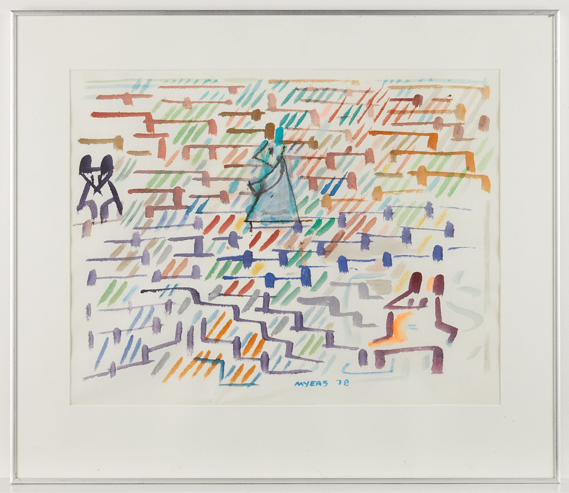 Malcolm Myers Geometric Abstract Watercolor 1978 - Image 3 of 5