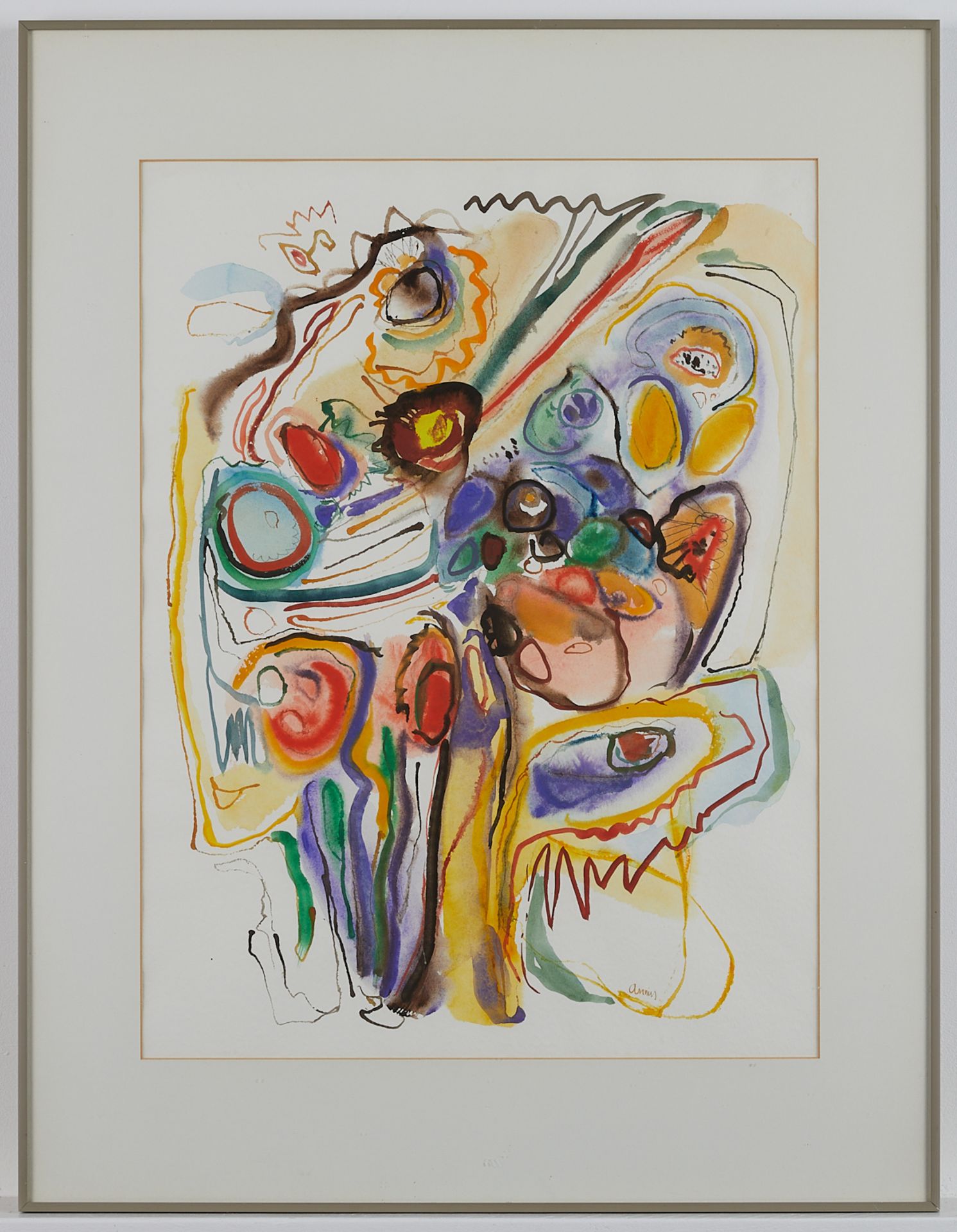 Marilyn Annin Watercolor Abstract Painting 1979 - Image 3 of 7