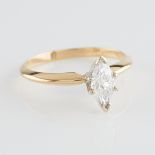 Marquise Cut Solitaire Diamond & Gold Ring