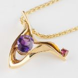 18k Gold Modernist Pendant w/ Amethyst & Citrine