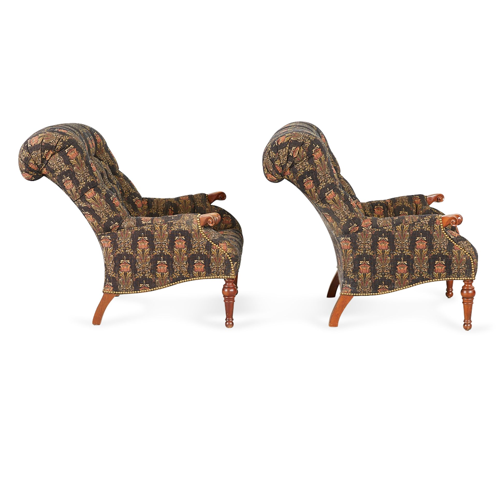 Pair of Stickley Tufted Chairs w/Ottomans - Image 6 of 22