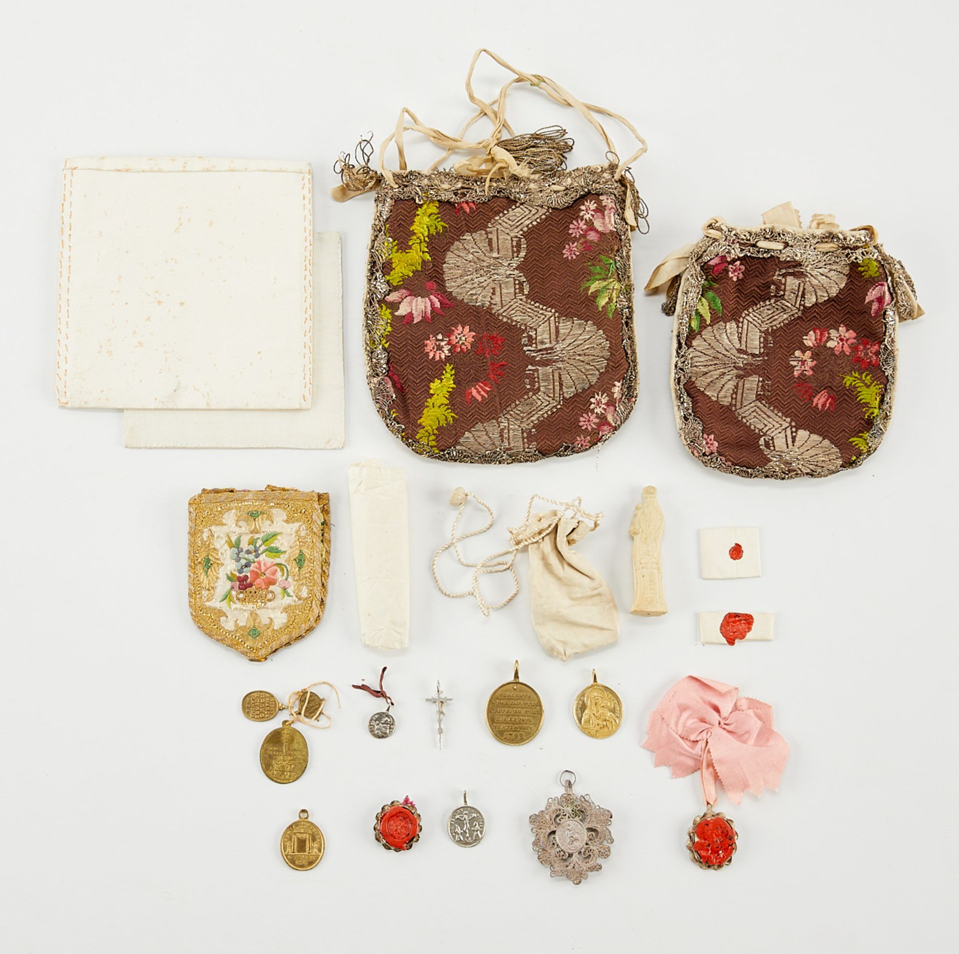 Group 18th-19th c. Italian Embroideries & Relics - Image 8 of 14