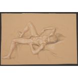 Paul Cadmus Reclining Female Nude Crayon on Paper