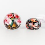 2 Daniel Lotton Floral Art Glass Paperweights