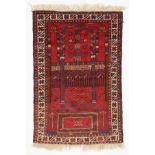 Caucasian Handwoven Wool Prayer Rug 4'2" x 2'9"