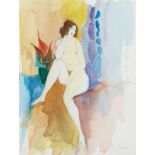 Itzchak Tarkay Nude Watercolor Painting