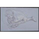 Paul Cadmus Nude Figure Crayon on Blue Paper