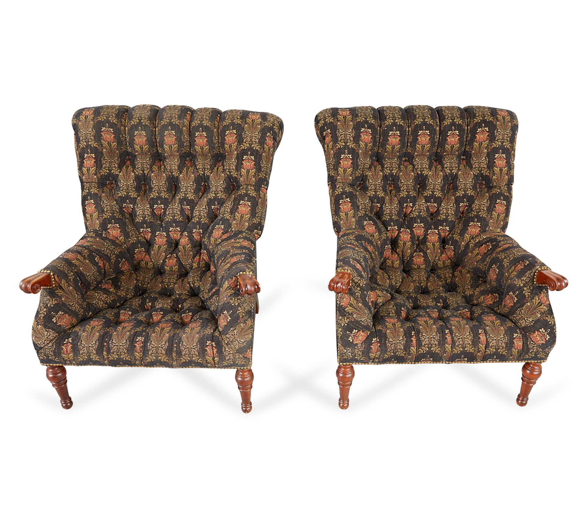 Pair of Stickley Tufted Chairs w/Ottomans - Image 9 of 22