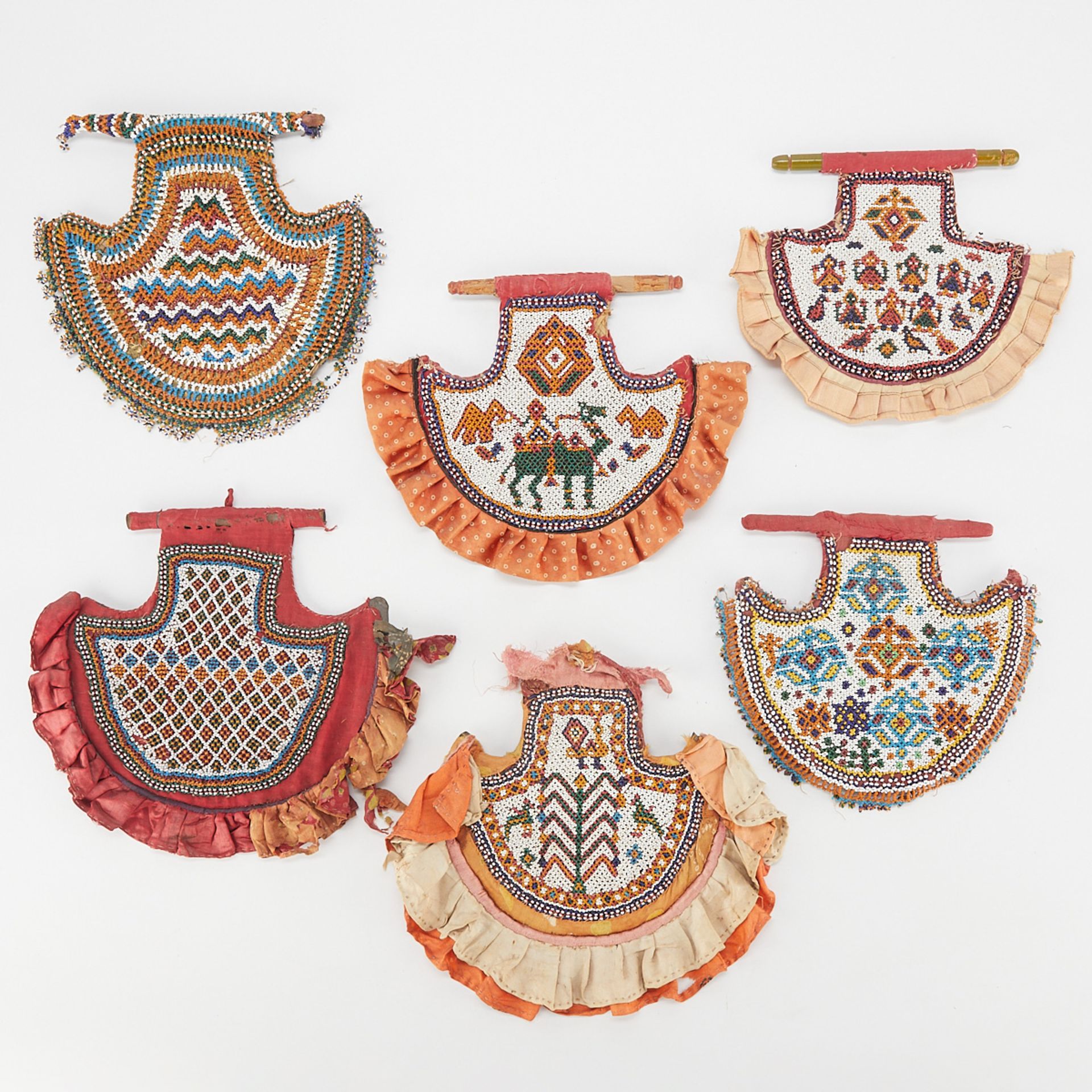 6 Beaded Indian Gujarat Pankha Fans