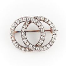 14k Gold Brooch With Old European Cut Diamonds