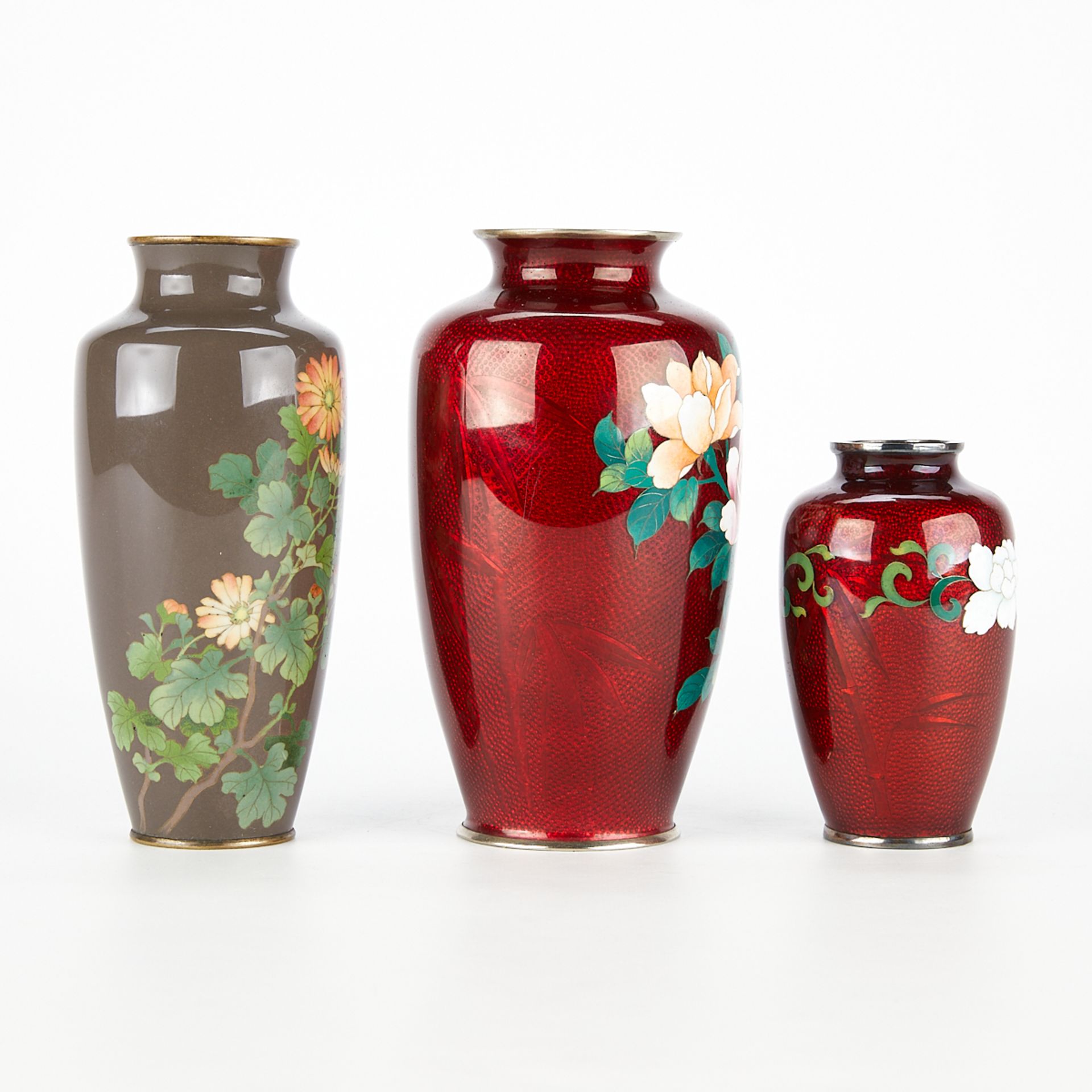 Group of 3 Japanese Cloisonne Vases - Bild 4 aus 13