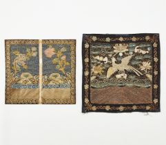 2 19th c. Chinese Silk Embroidered Rank Badges