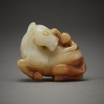 Chinese Qing Carved Jade Horse and Monkey