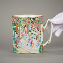 19th c. Chinese Porcelain Rose Mandarin Tankard