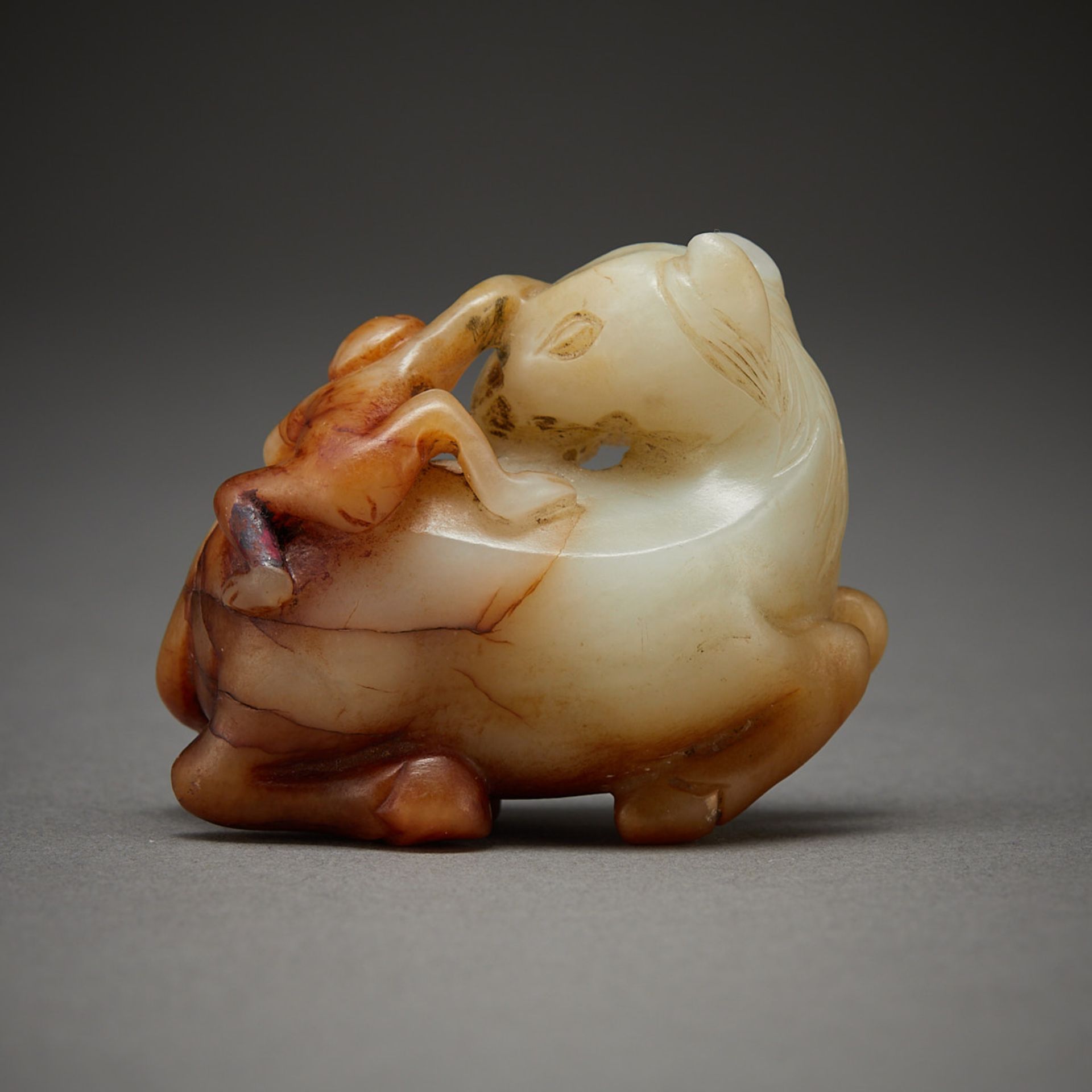 Chinese Qing Carved Jade Horse and Monkey - Image 3 of 8