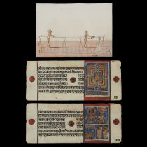 Group 3 Indian Jain Manuscript Pages and Painting