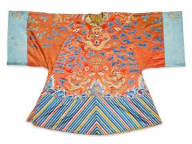 19th c. Chinese Apricot Ground Dragon Robe Jifu