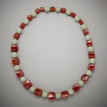 Chinese Jade Shou Bead Necklace