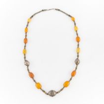 19th c. Yemeni Amber & Silver Necklace