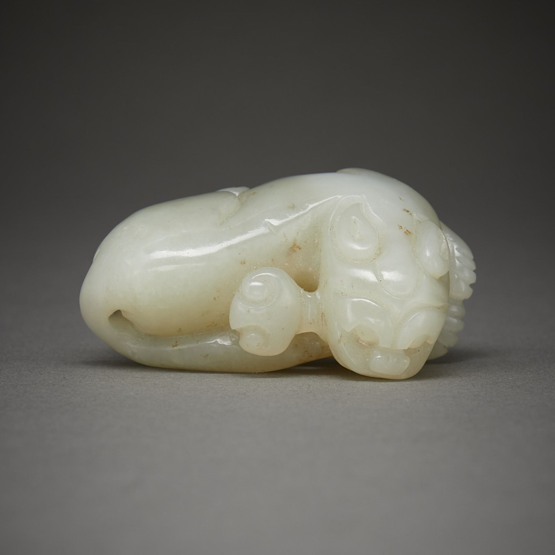 Chinese Carved Jade Beast w/ Lingzhi - Image 8 of 10