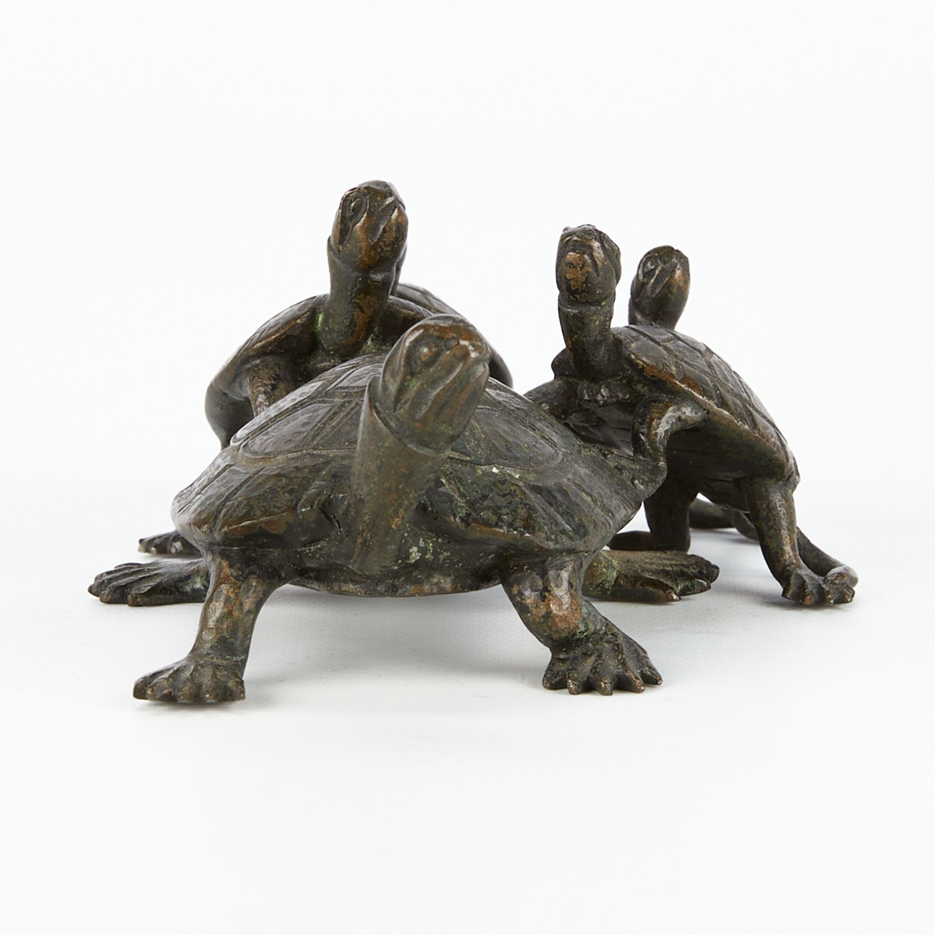 Late 19th c. Japanese Meiji Bronze Turtles Okimono - Image 6 of 9