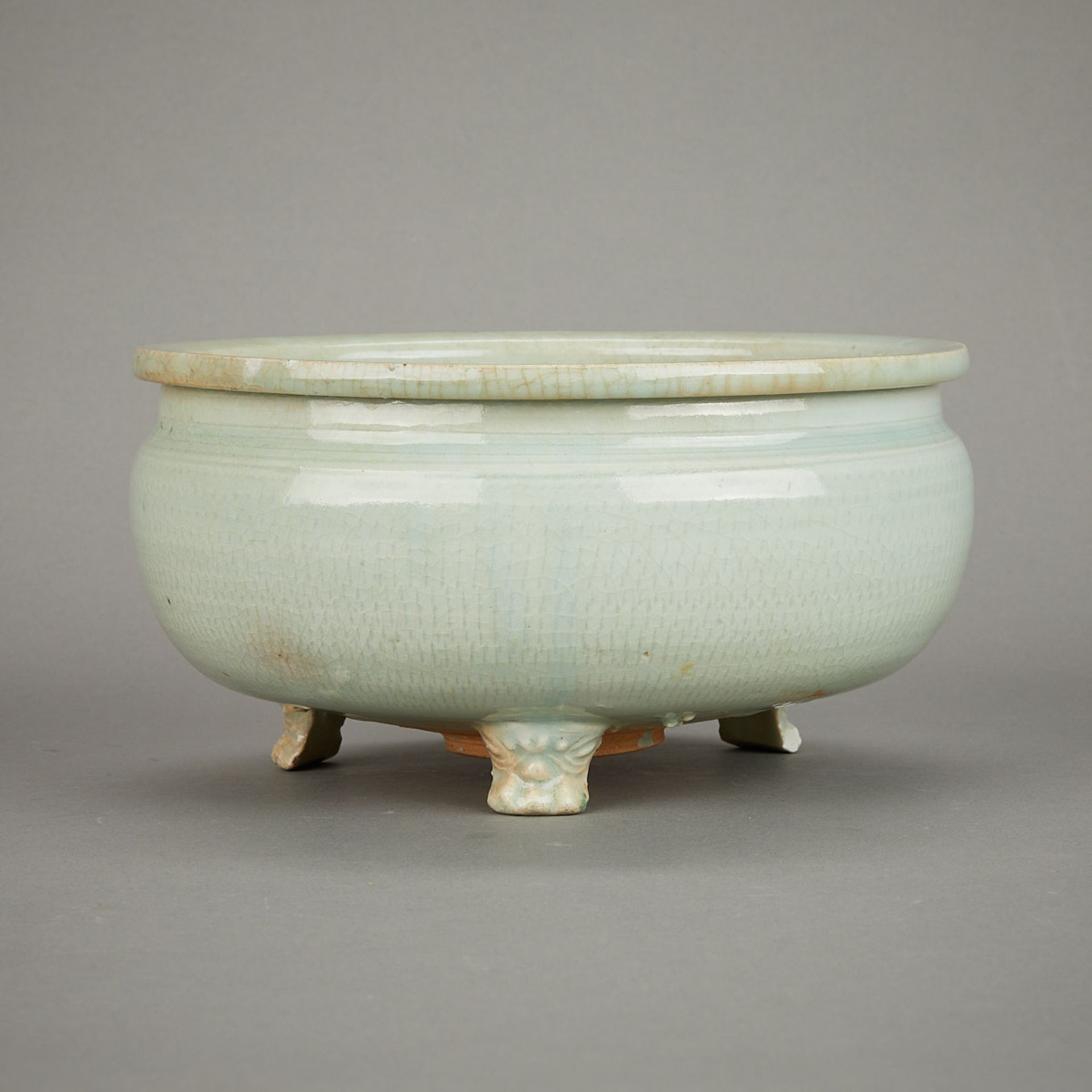 Chinese Longquan Celadon Tripod Ceramic Bowl - Image 3 of 9