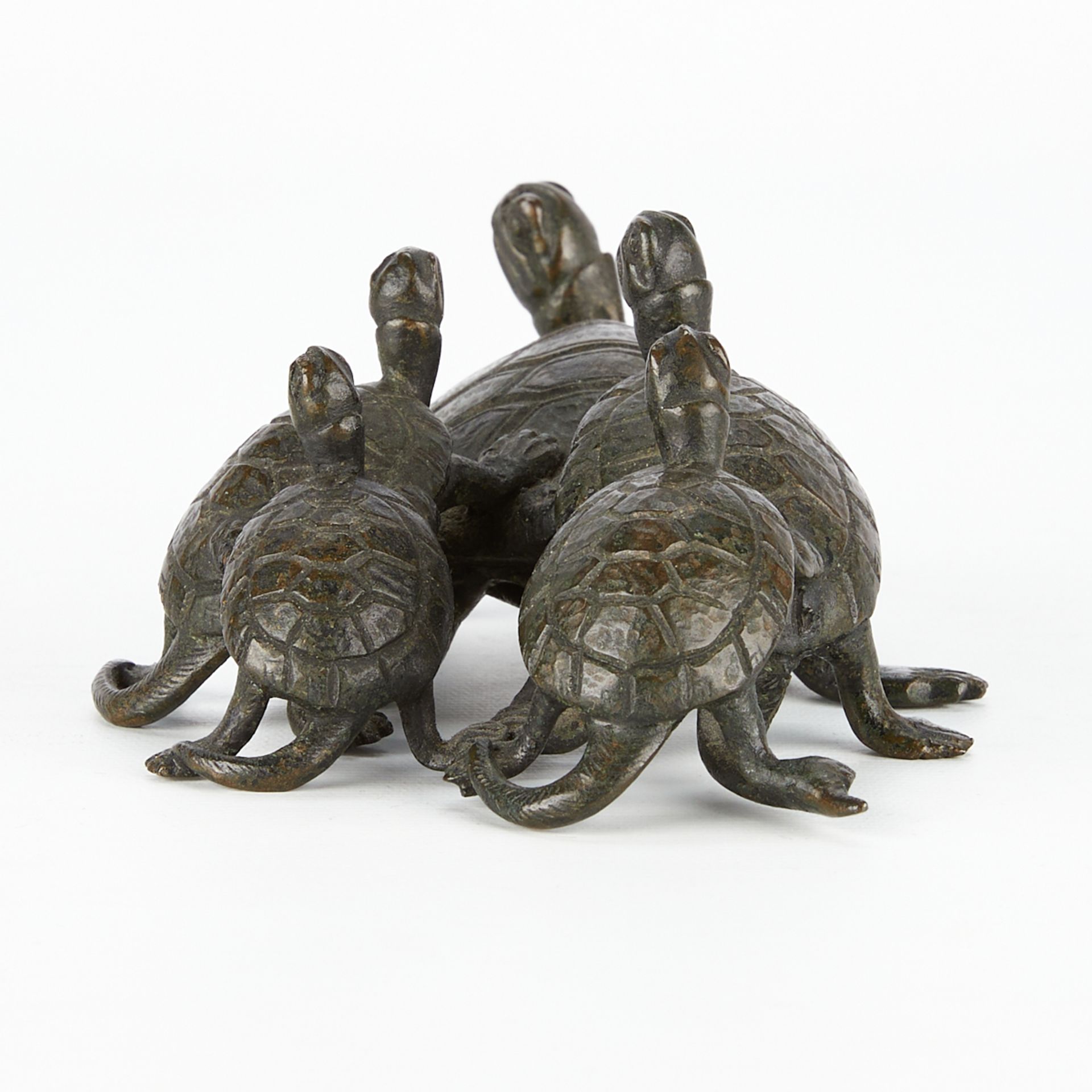 Late 19th c. Japanese Meiji Bronze Turtles Okimono - Image 4 of 9