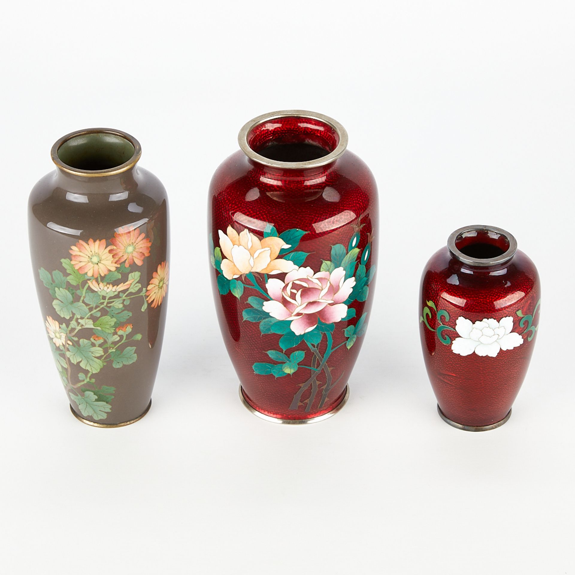 Group of 3 Japanese Cloisonne Vases - Bild 6 aus 13