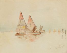 Ward Lockwood Sailboat Watercolor Painting