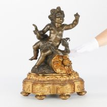 European Bronze Putti Sculpture w/ Gilt Base