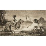Bracquemond "Nymph and Tiger" Etching Corot 1883