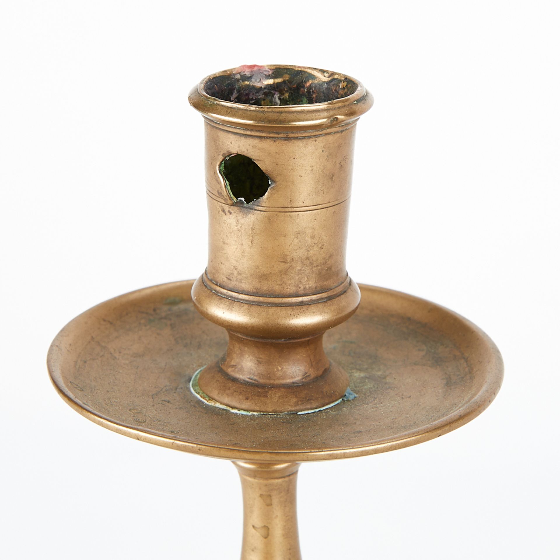 Pair of 17th c. Brass Spanish Candlesticks - Image 2 of 8