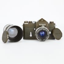 Nikon F Camera w/ 2 Nikkor Lenses & Nikon Sunshade