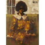 Aldo Luongo "Girl/Flowered Garment" Painting
