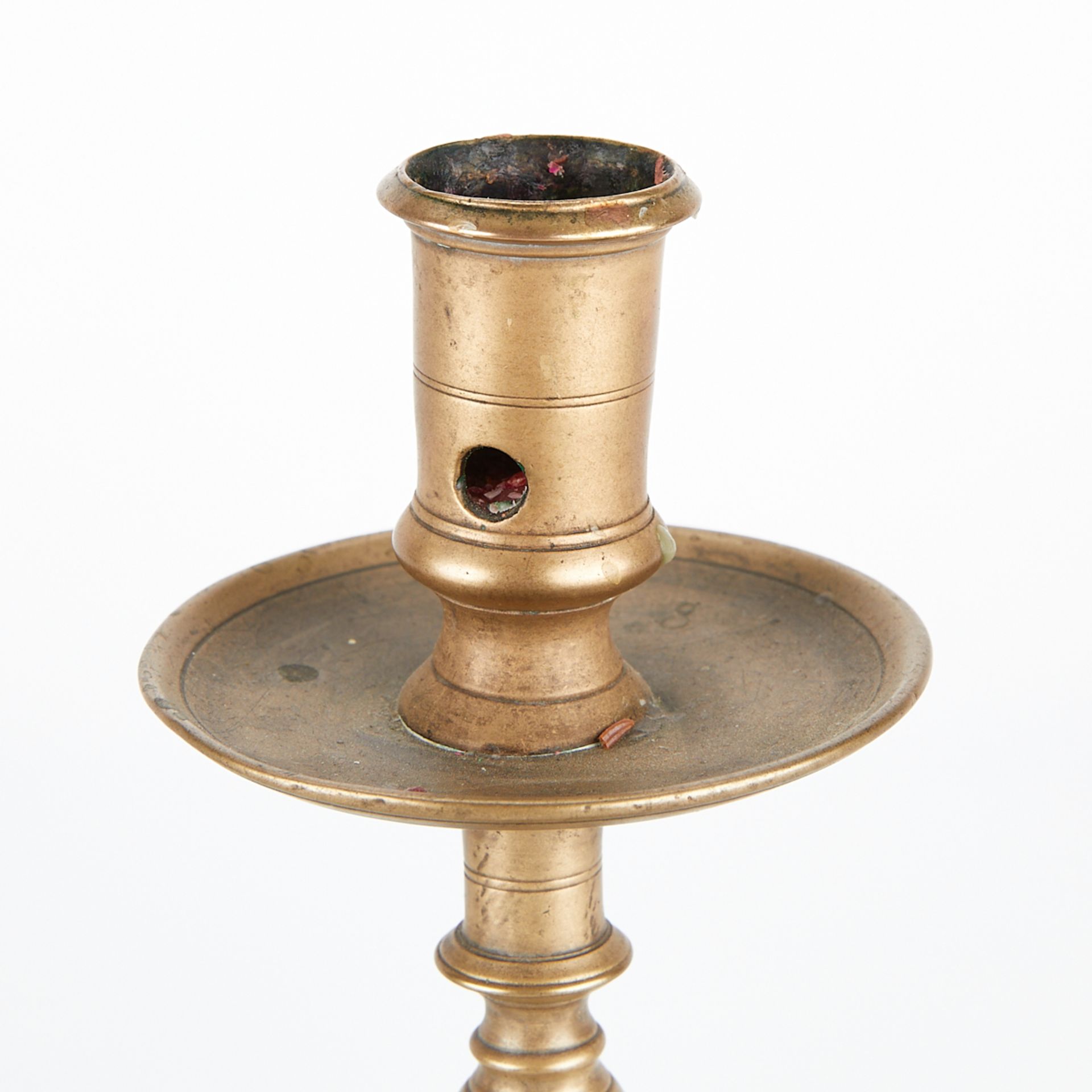 Pair of 17th c. Brass Spanish Candlesticks - Image 7 of 8