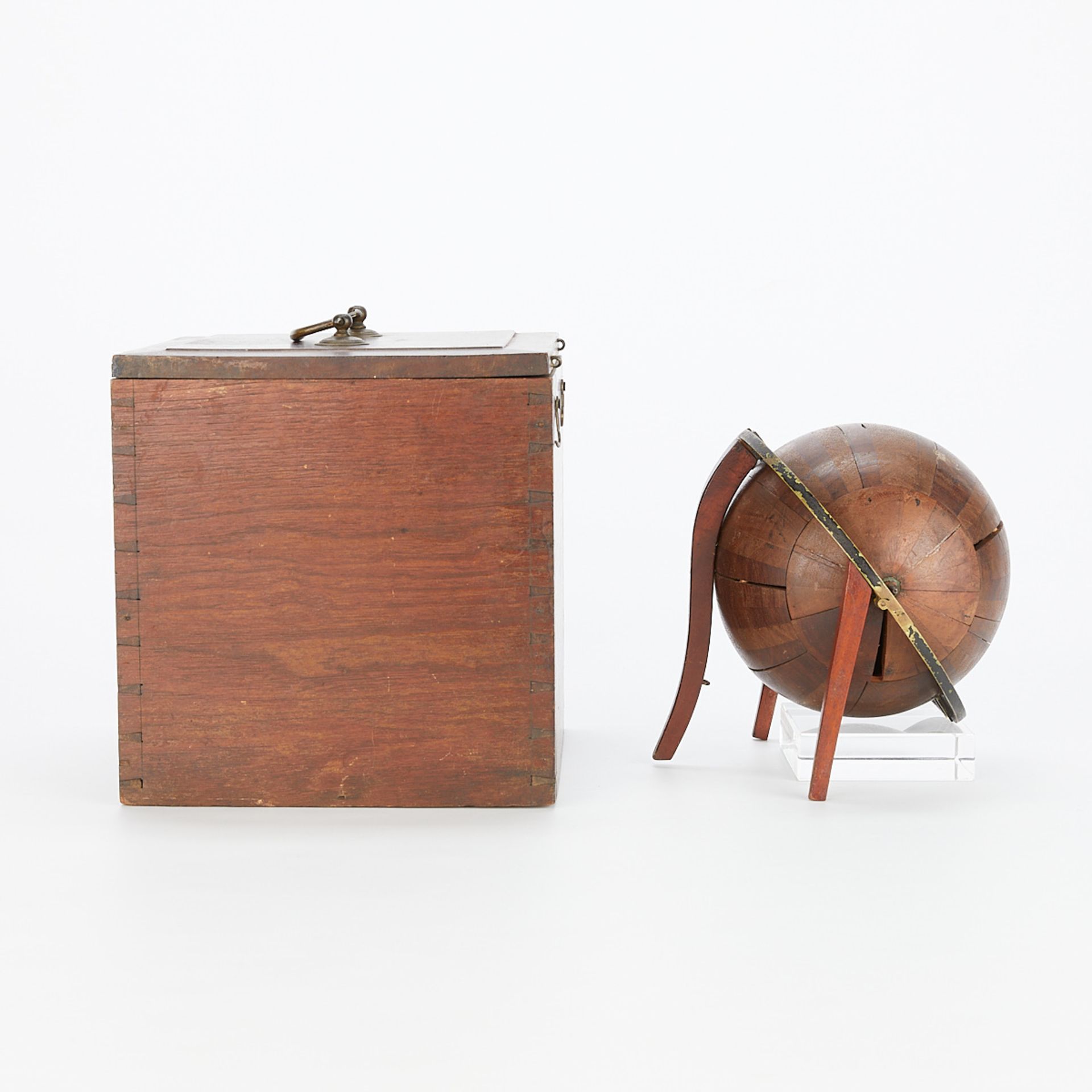 Vintage Wooden Sphere or Globe with Case - Image 6 of 15