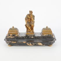 French Bronze & Marble Writing Desk Set