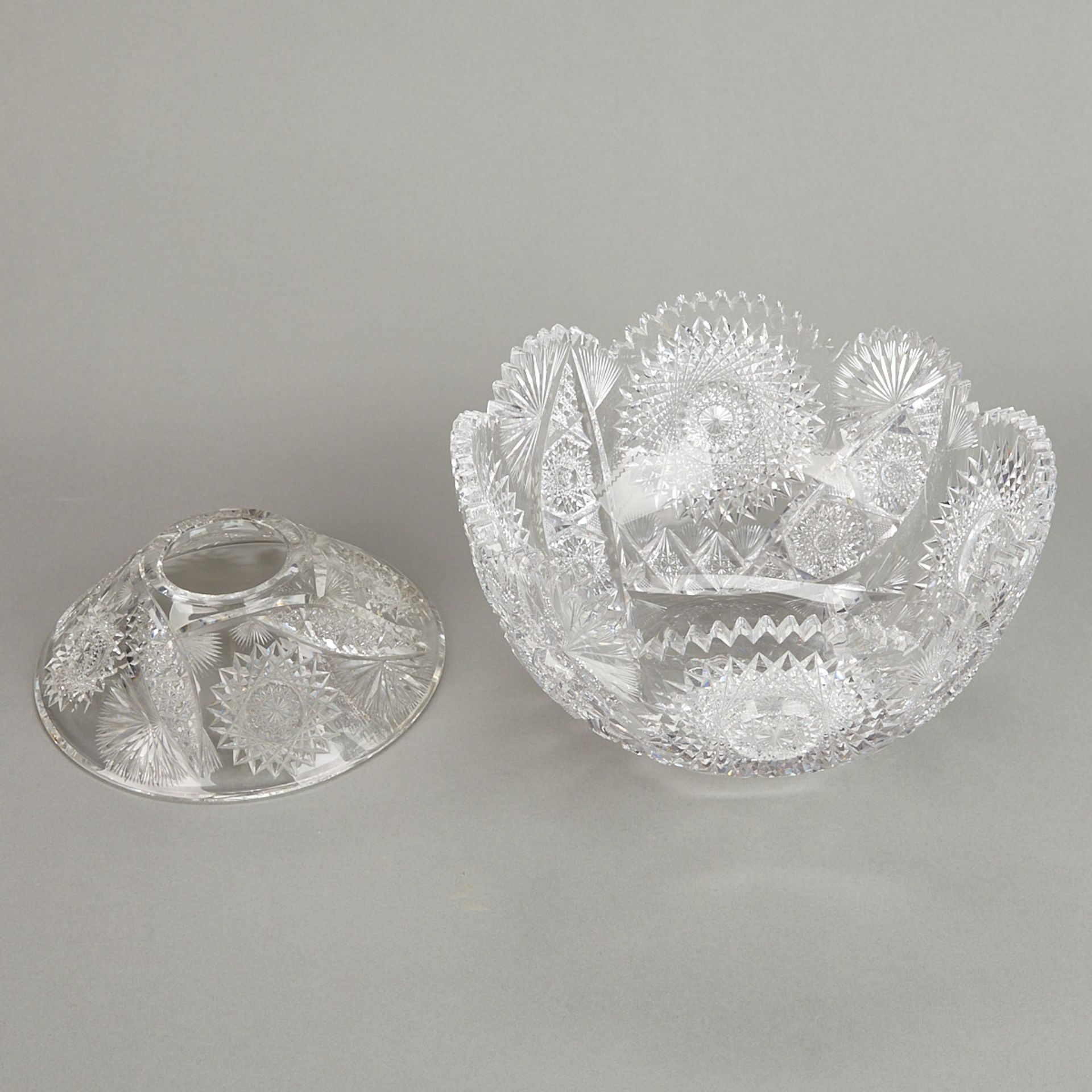 American Brilliant Cut Crystal Glass Punch Bowl - Bild 5 aus 17