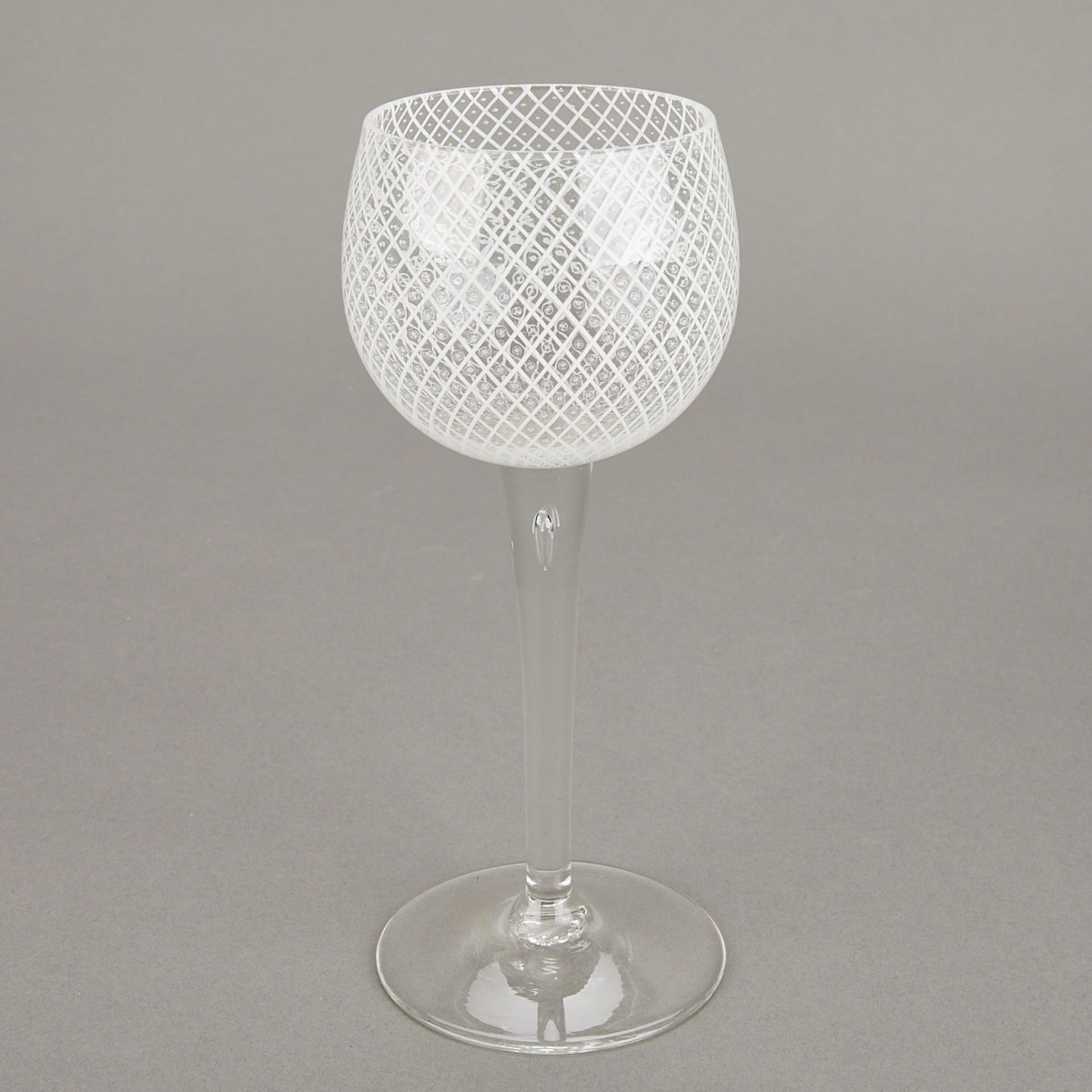 Set 13 Venetian White Latticino Reticello Goblets - Bild 3 aus 9