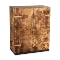 Aldo Tura Italian MCM Lacquered Goatskin Bar Chest