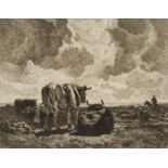 Delauney "Cattle Pasture" Etching Troyon 1883