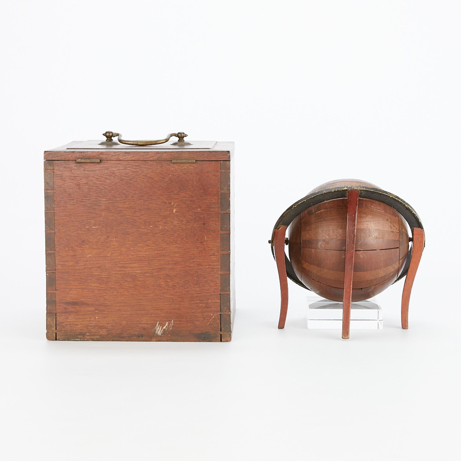 Vintage Wooden Sphere or Globe with Case - Image 5 of 15