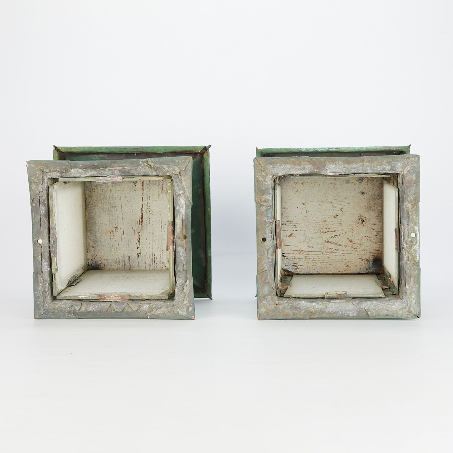 Pair Arts & Crafts Patinated Copper Lanterns - Image 8 of 10