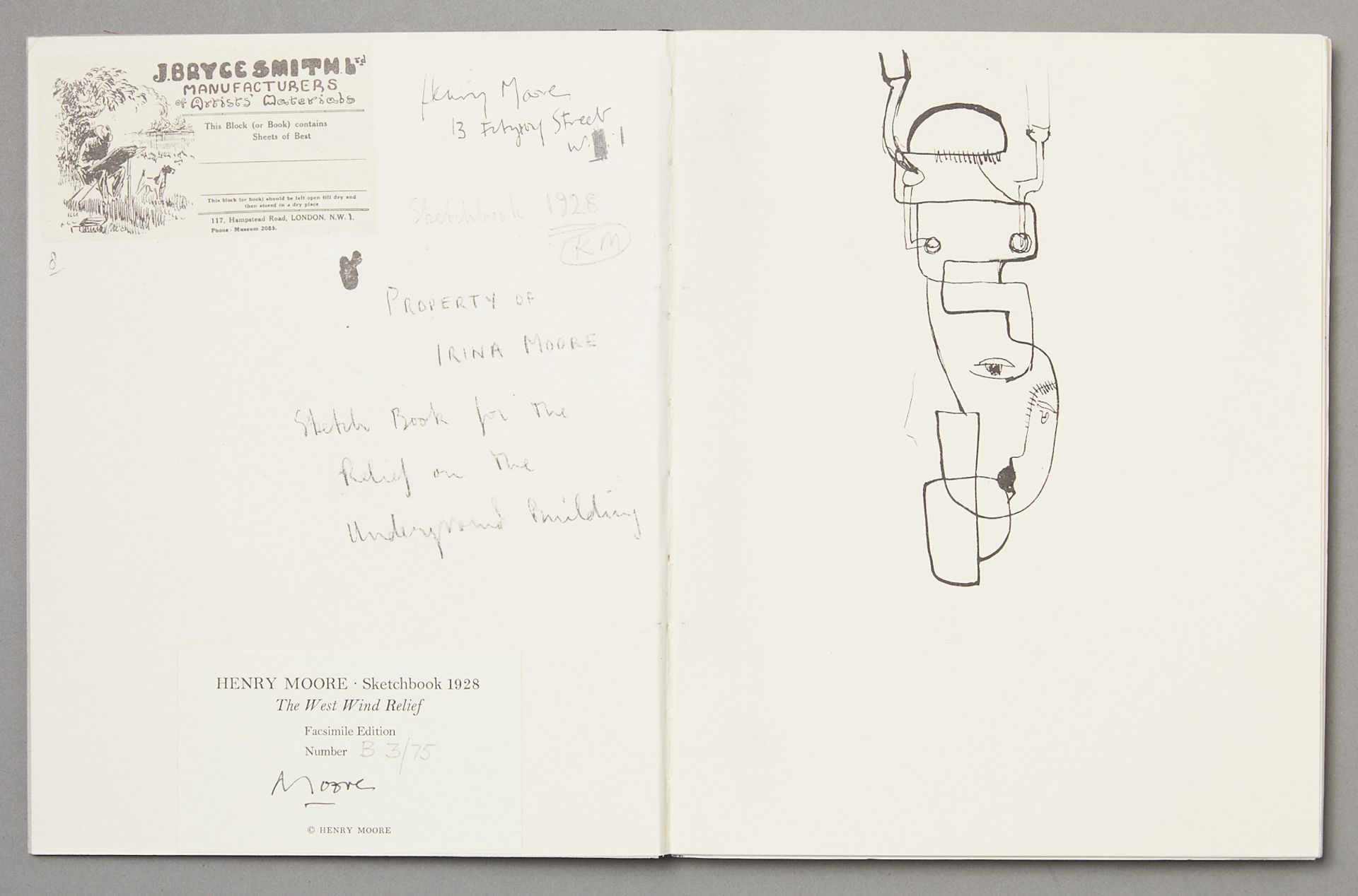 Henry Moore West Wind Relief Sketchbooks & Print - Bild 7 aus 19