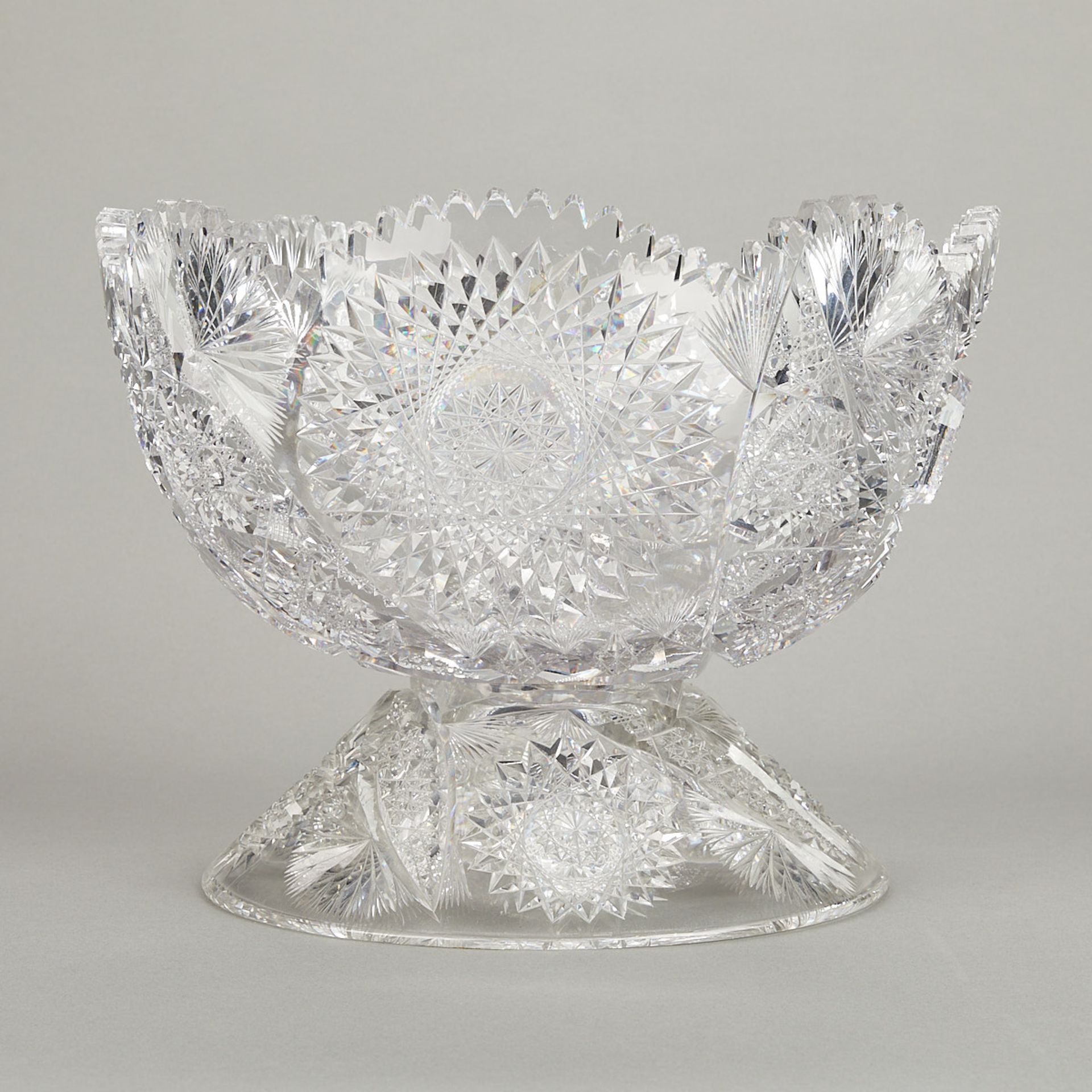 American Brilliant Cut Crystal Glass Punch Bowl - Bild 3 aus 17
