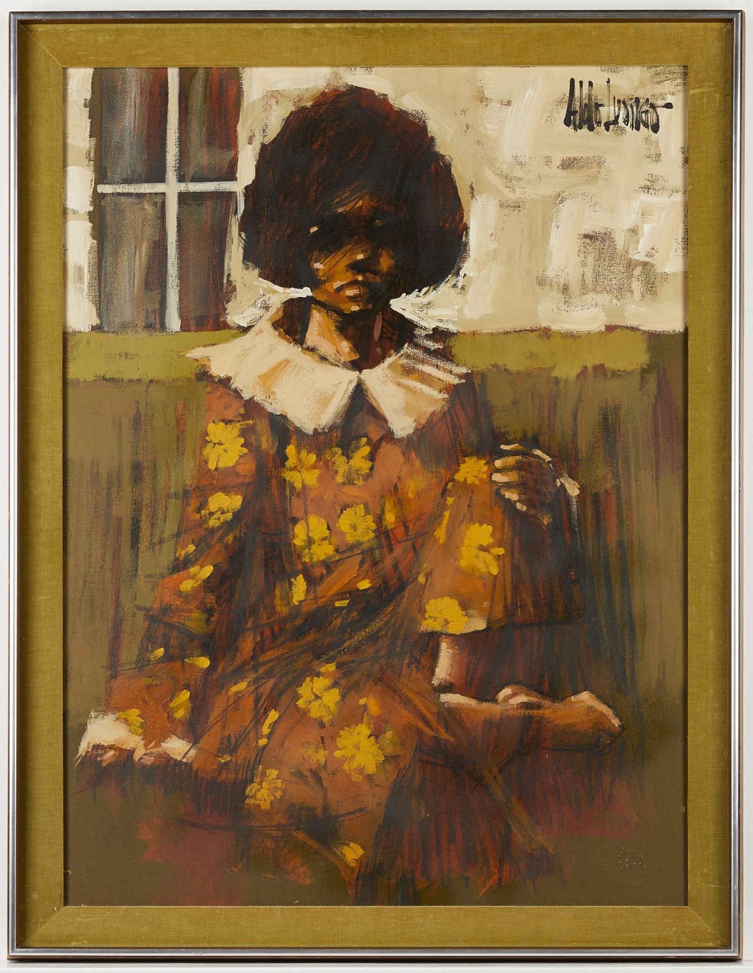 Aldo Luongo "Girl/Flowered Garment" Painting - Bild 3 aus 6