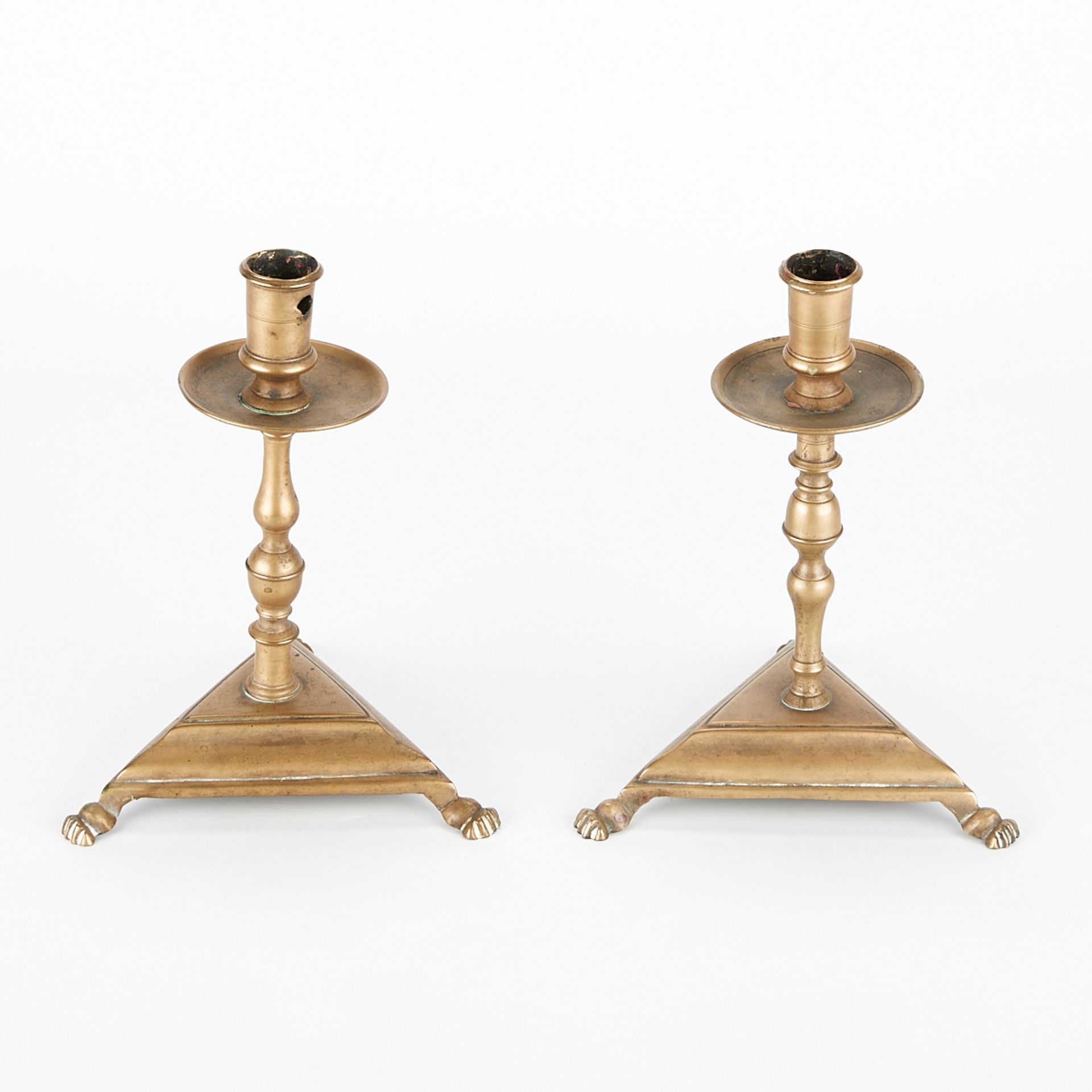 Pair of 17th c. Brass Spanish Candlesticks - Image 5 of 8