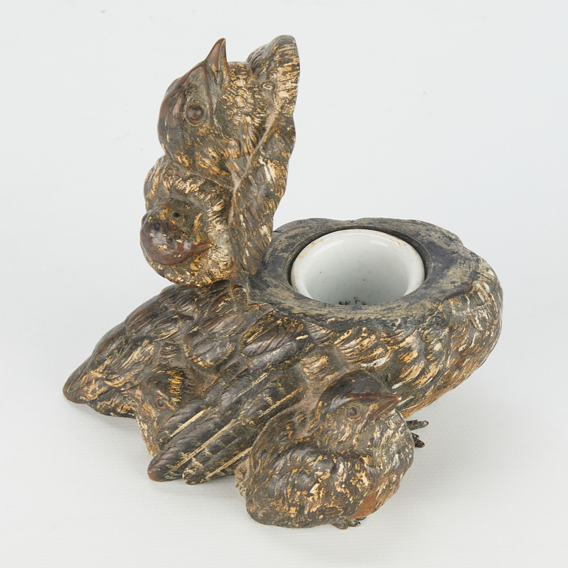 Geschutzt Franz Bergman Bronze Birds Inkwell - Bild 2 aus 10